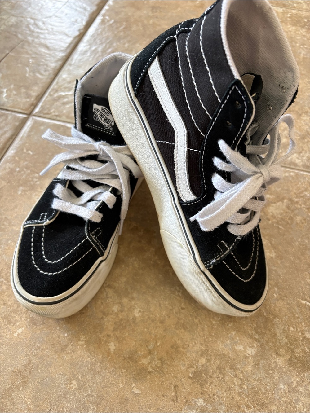 Vans Plateform Black and White High-Top Skate Sneakers